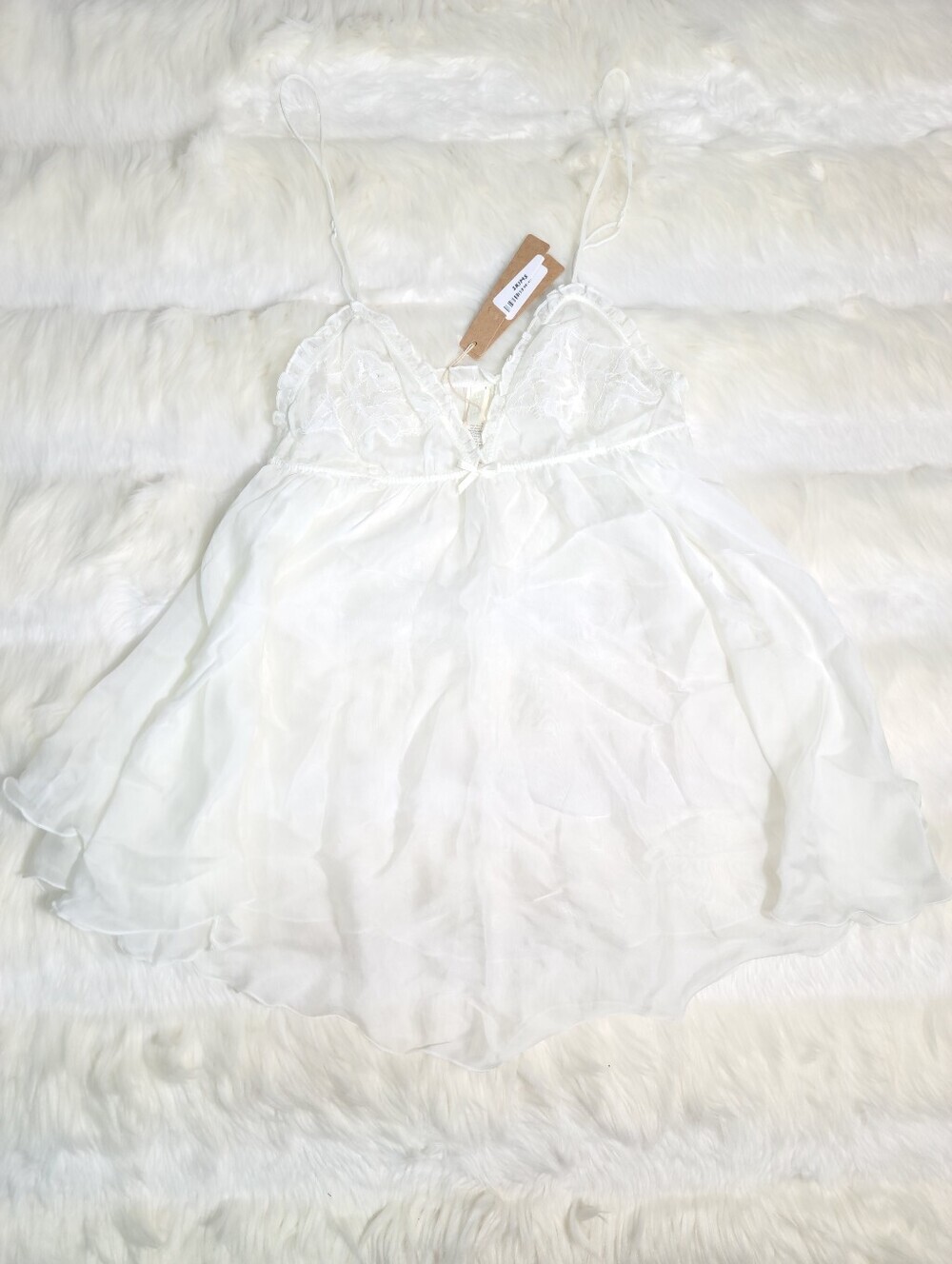 SKIMS Romance Babydoll Slip Dress White Ivory Women Small NEW